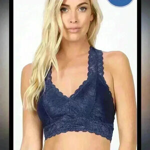 Zenana Outfitters Navy Lace Bralette